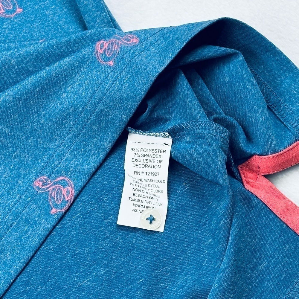 Johnnie-O Men’s Prep-formance Flamingo Floaty Lake Blue Golf Polo Shirt - Picture 7 of 10